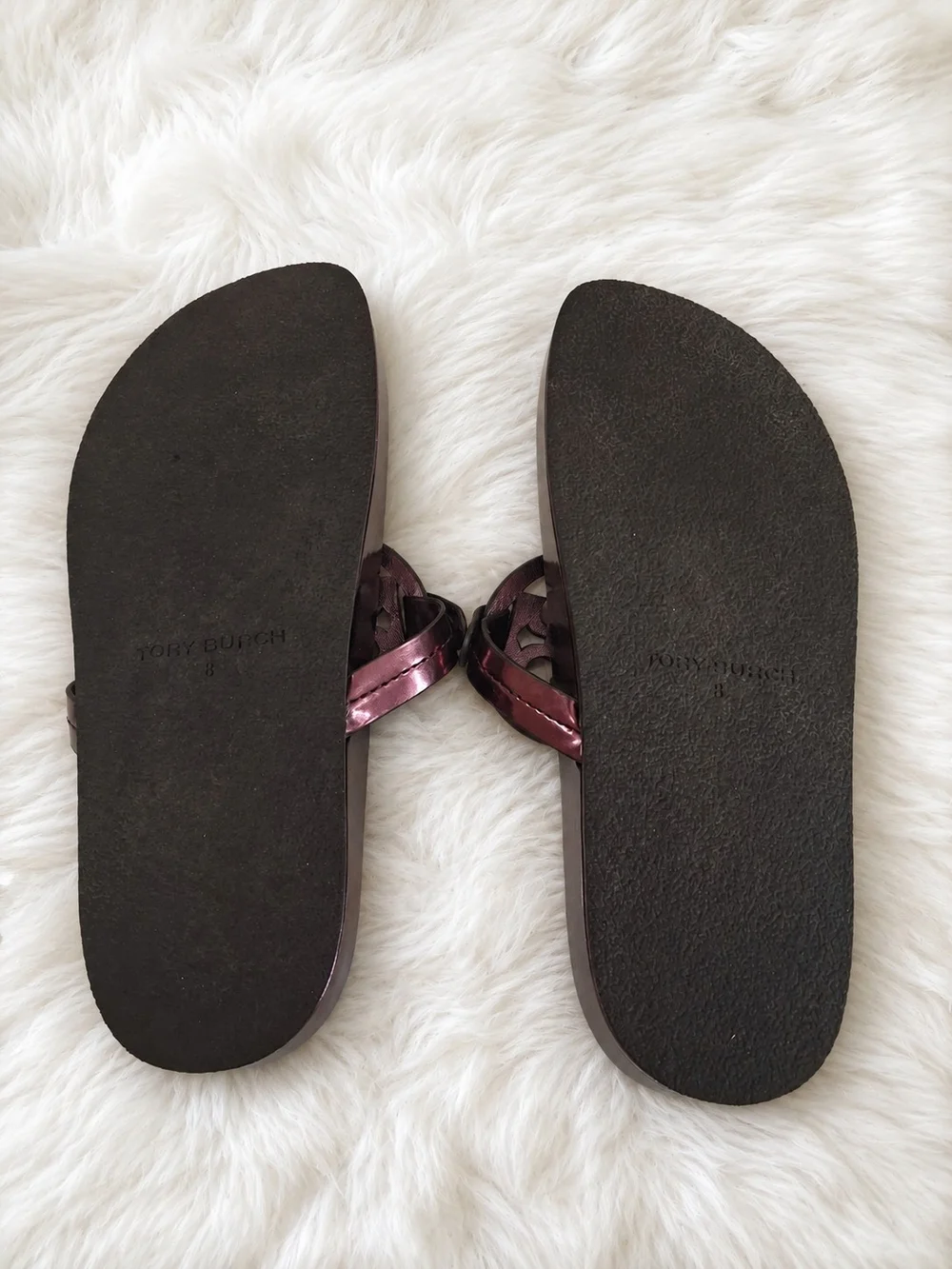 NEW Tory Burch Miller Cloud Sandals Metallic Merlot